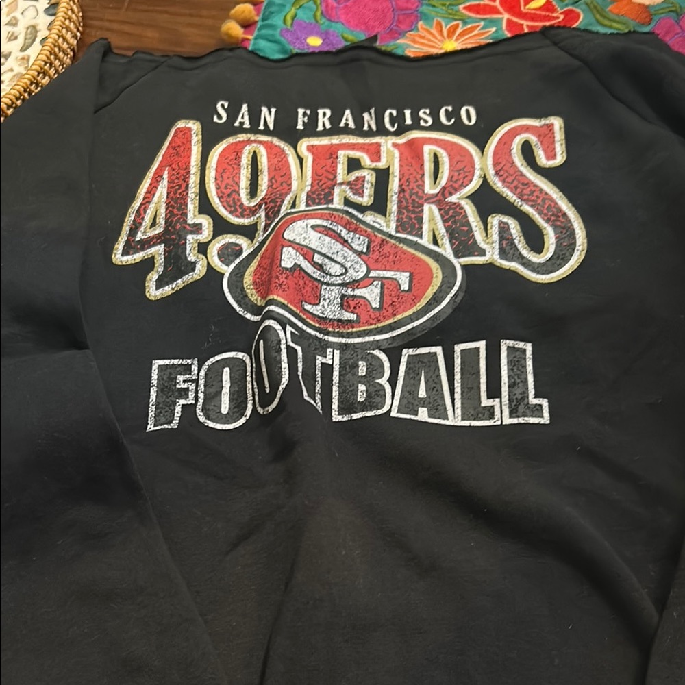 San Francisco 49ers Black and Red Graphic Off Shoulder Sweatshirt
